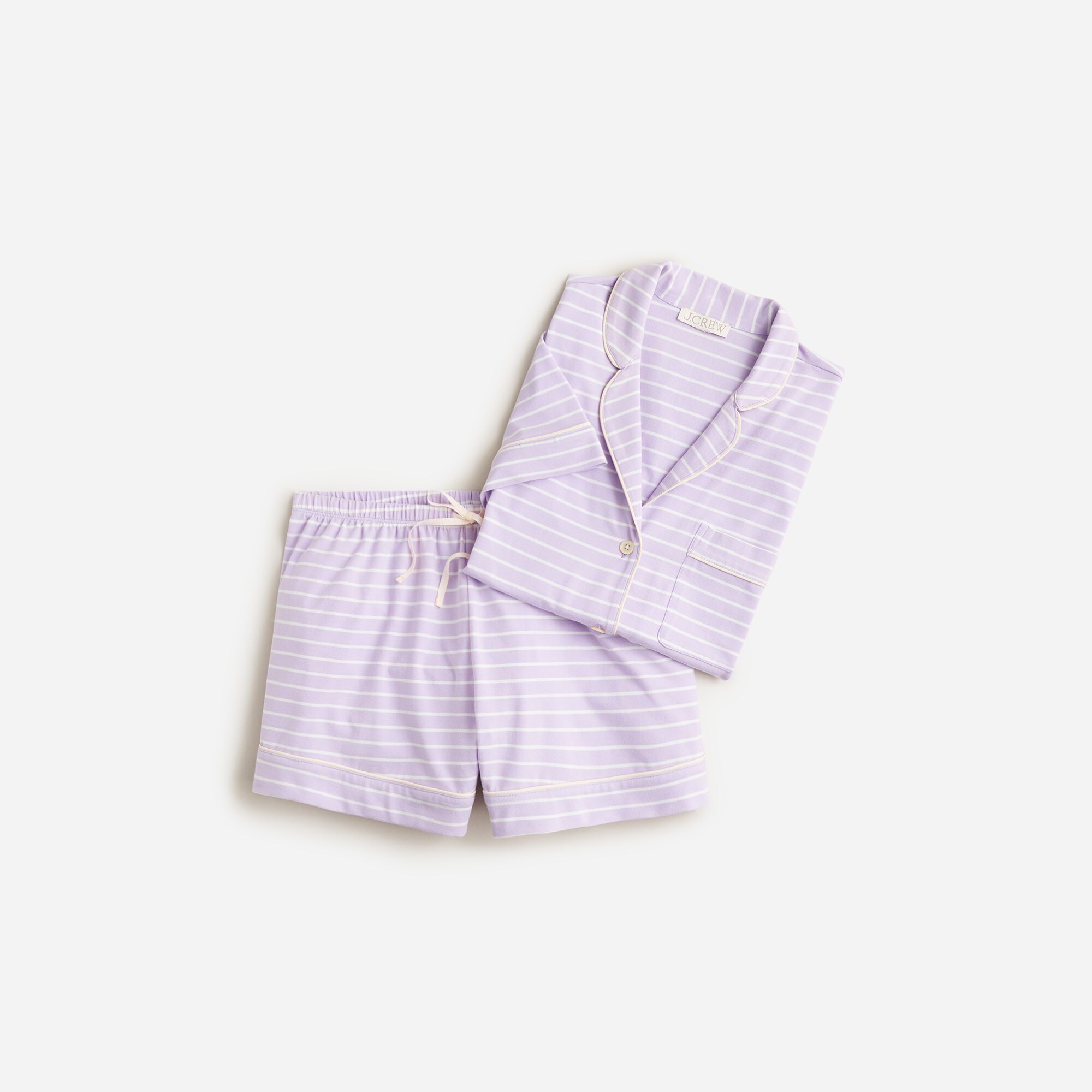  Short-sleeve pajama short set in stripe dreamy cotton blend