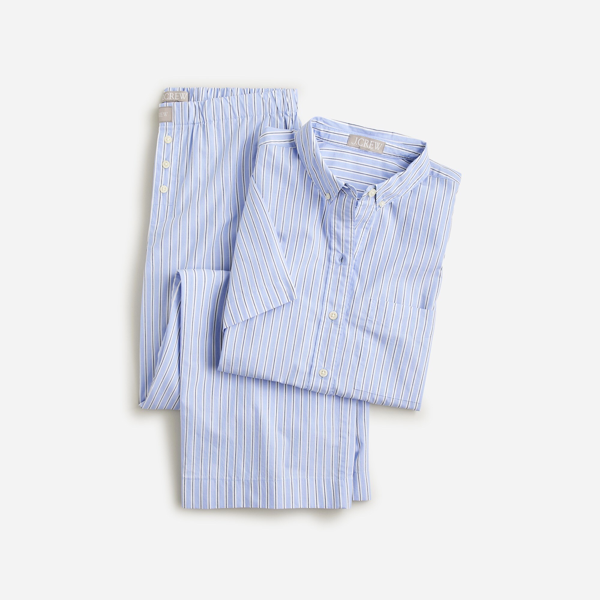 Cropped short-sleeve pajama pant set in stripe