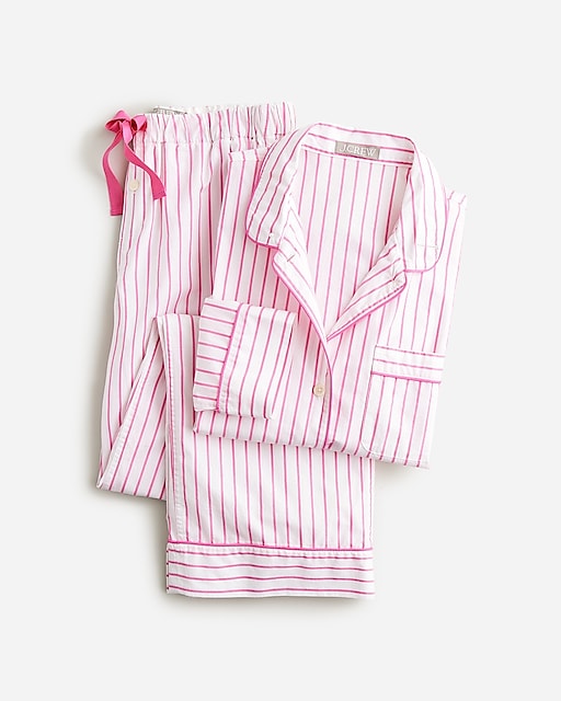 womens Long-sleeve cotton poplin pajama pant set in stripe
