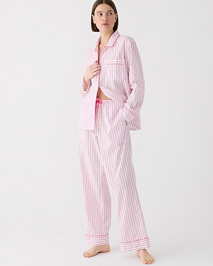 j.crew: long-sleeve cotton poplin pajama pant set in stripe for women