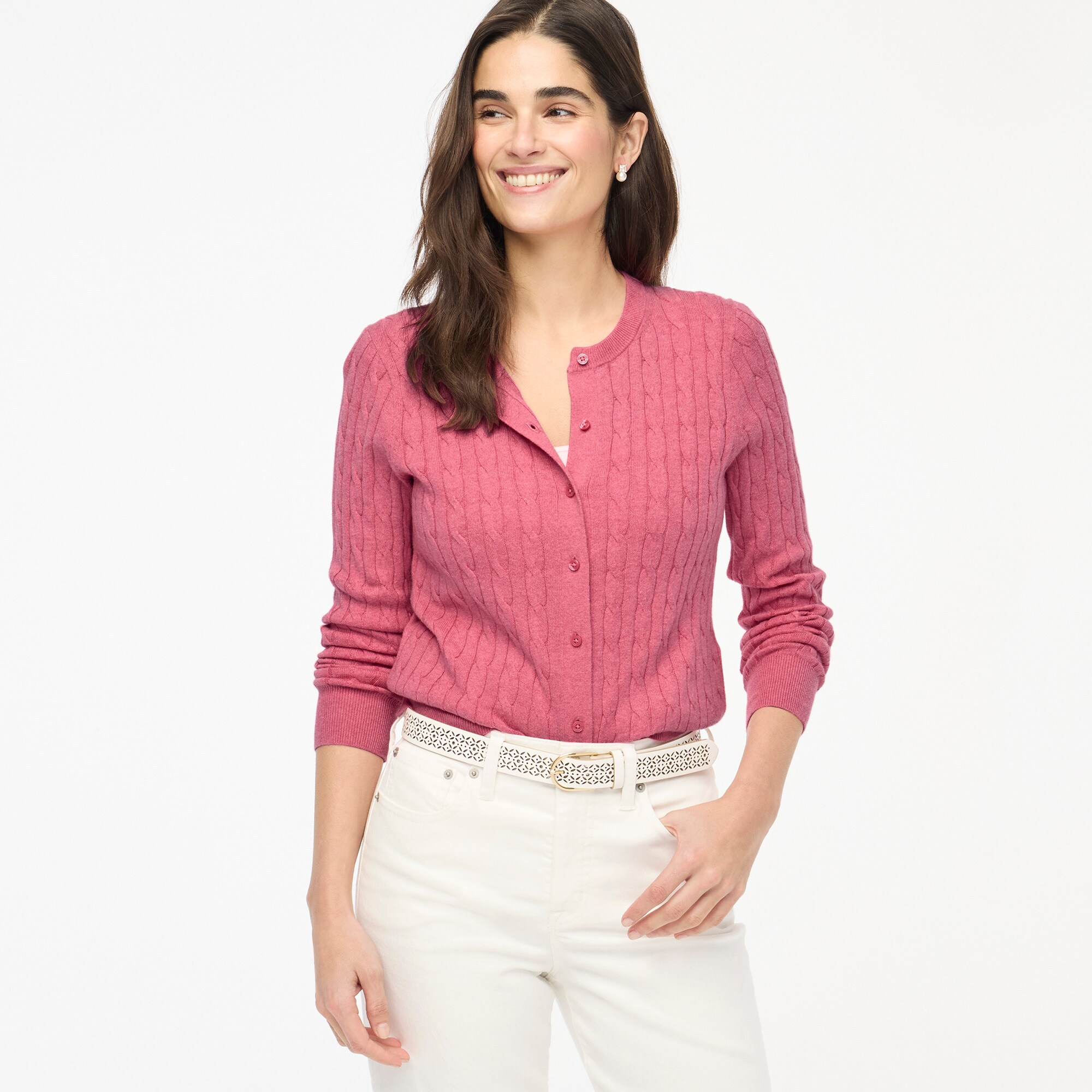 womens Cotton cable cardigan