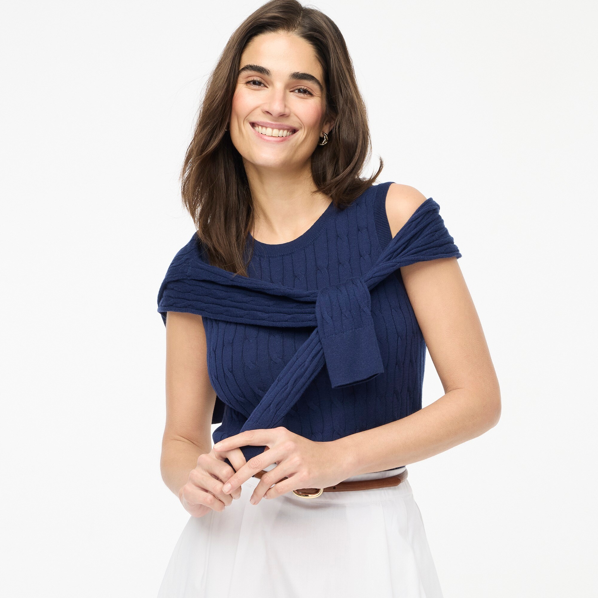 womens Cotton cable sweater shell