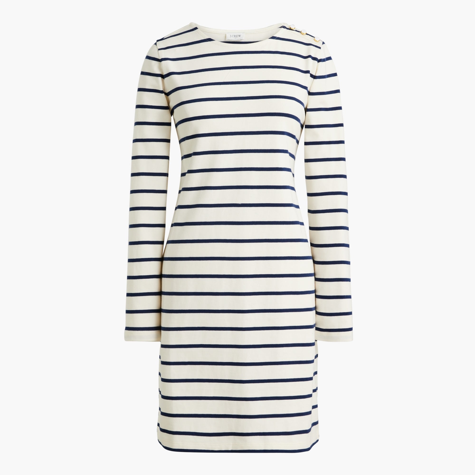 Factory: Striped Button-shoulder Mini Dress For Women