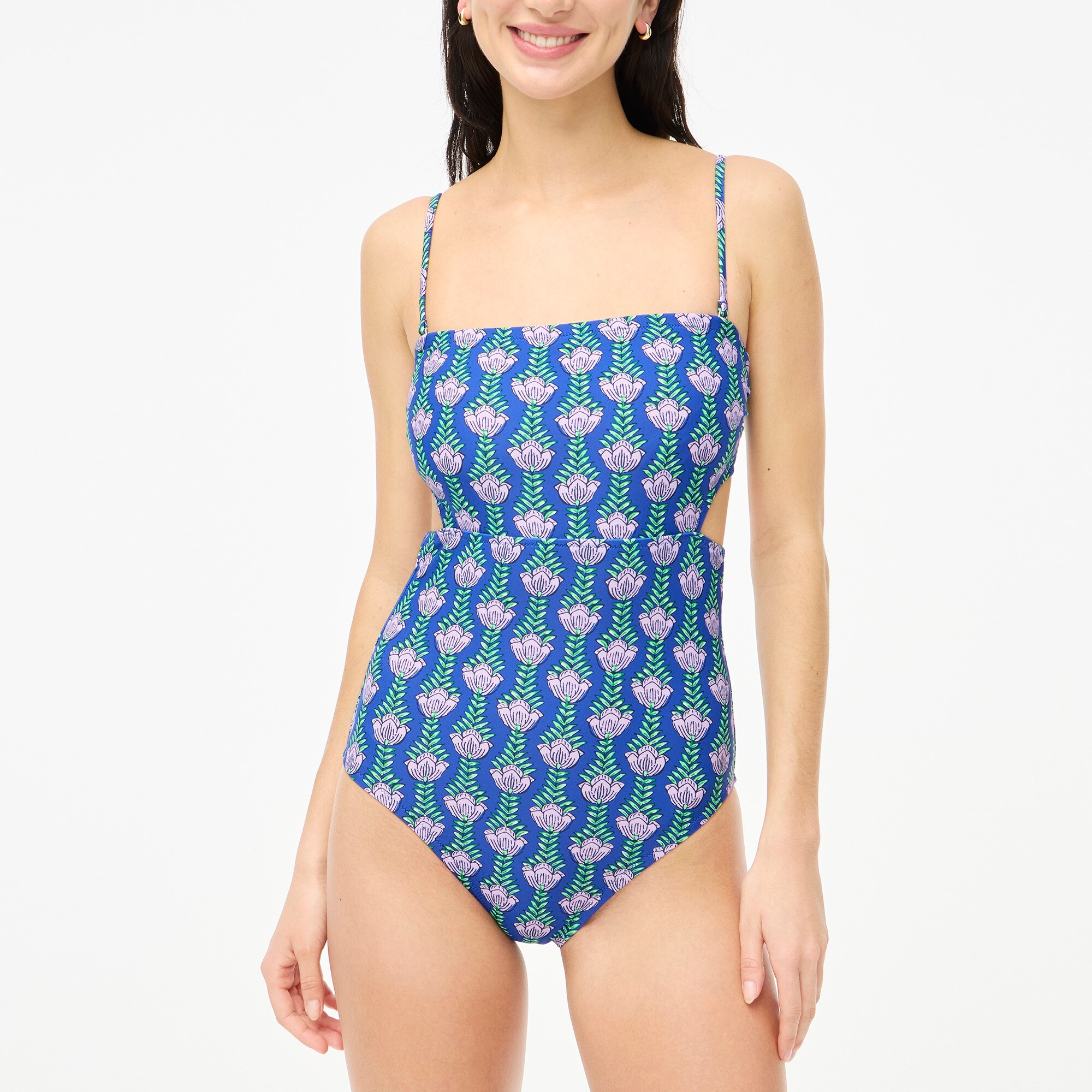  Printed cutout one-piece swimsuit