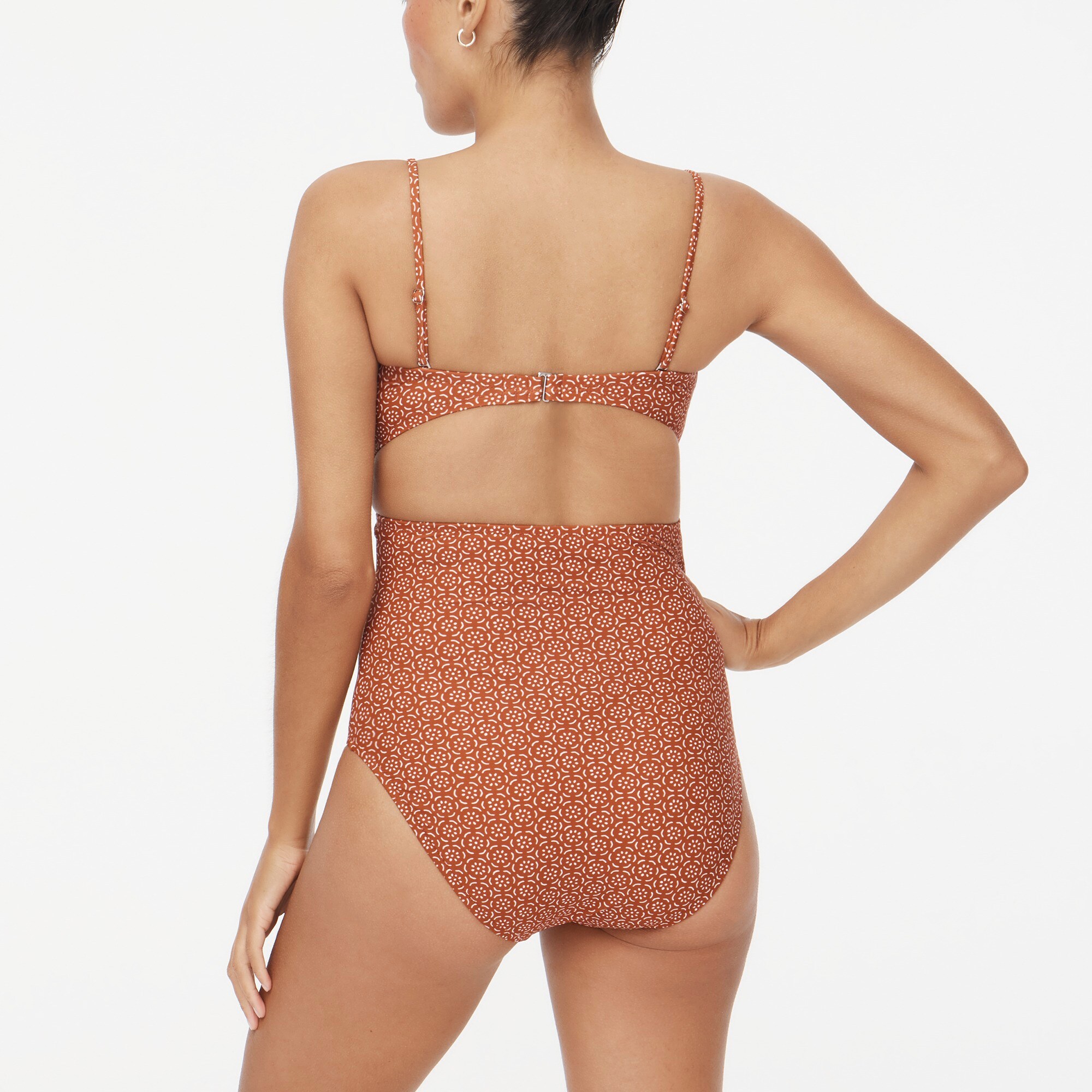 Printed cutout one-piece swimsuit