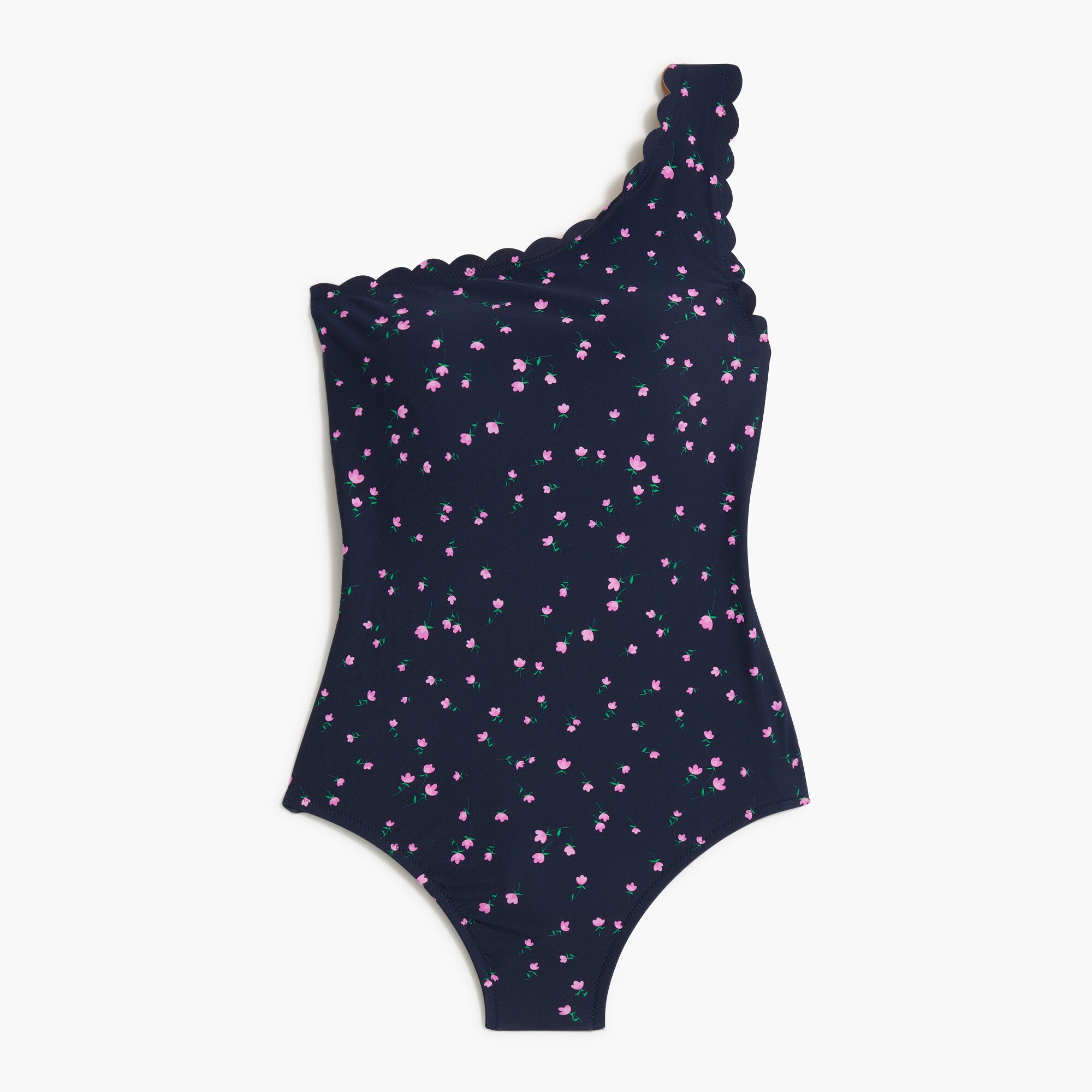 scalloped one-shoulder one-piece swimsuit for women