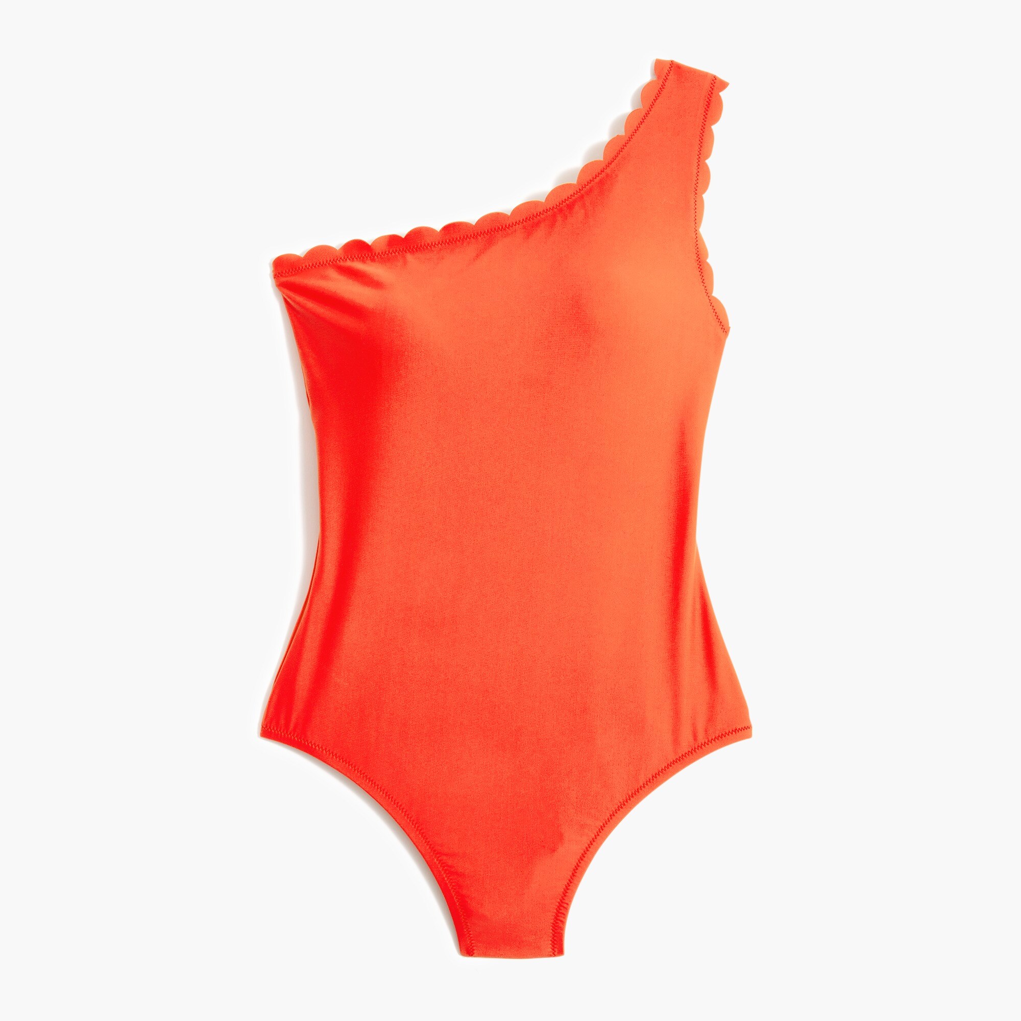 scalloped one-shoulder one-piece swimsuit for women