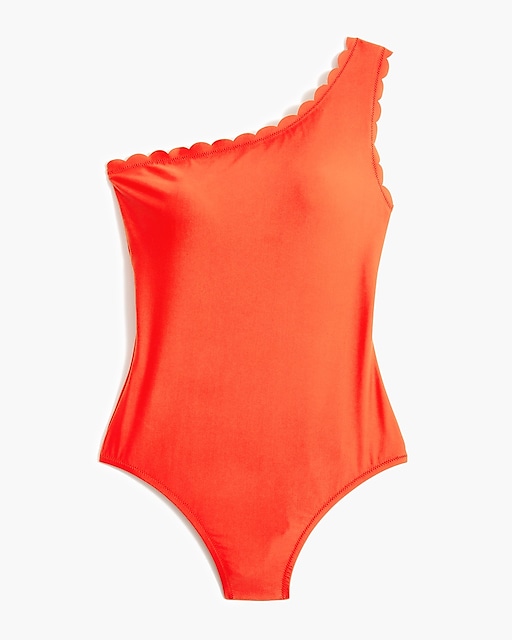 womens Scalloped one-shoulder one-piece swimsuit