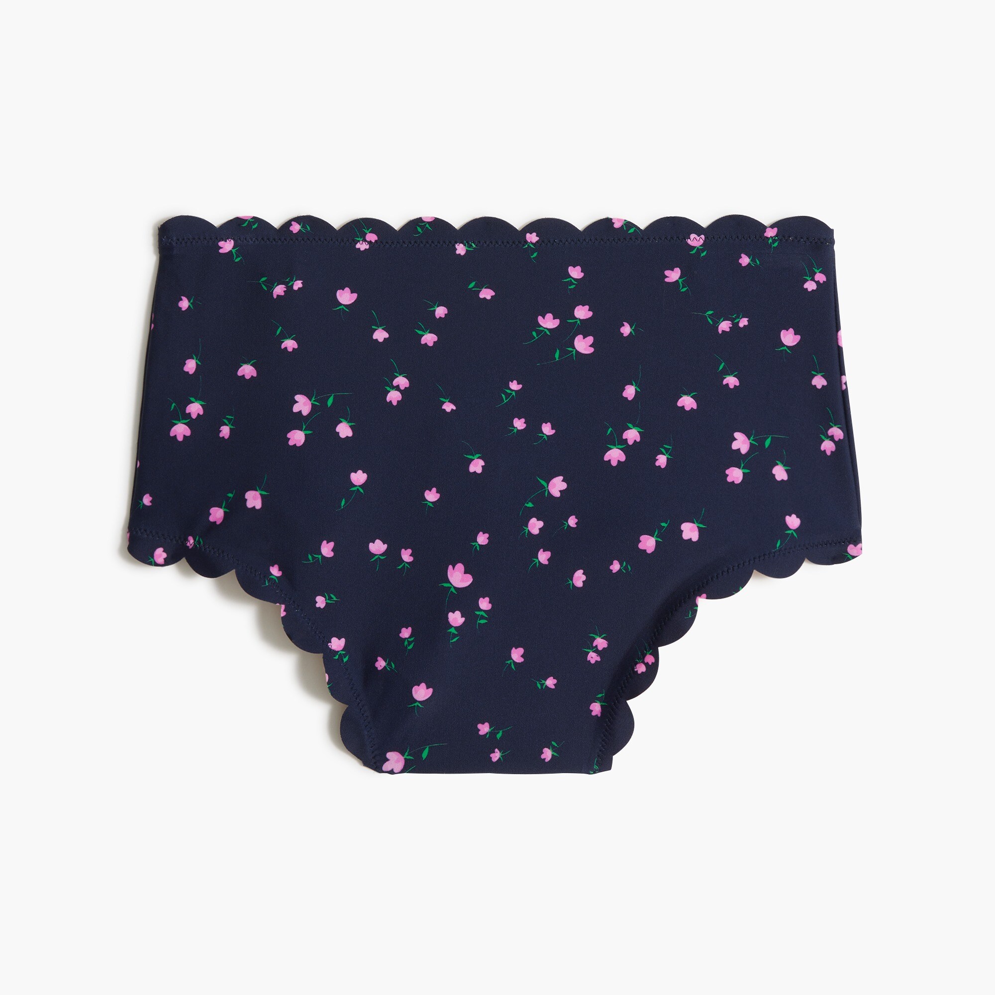 Scalloped high-waisted bikini bottom
