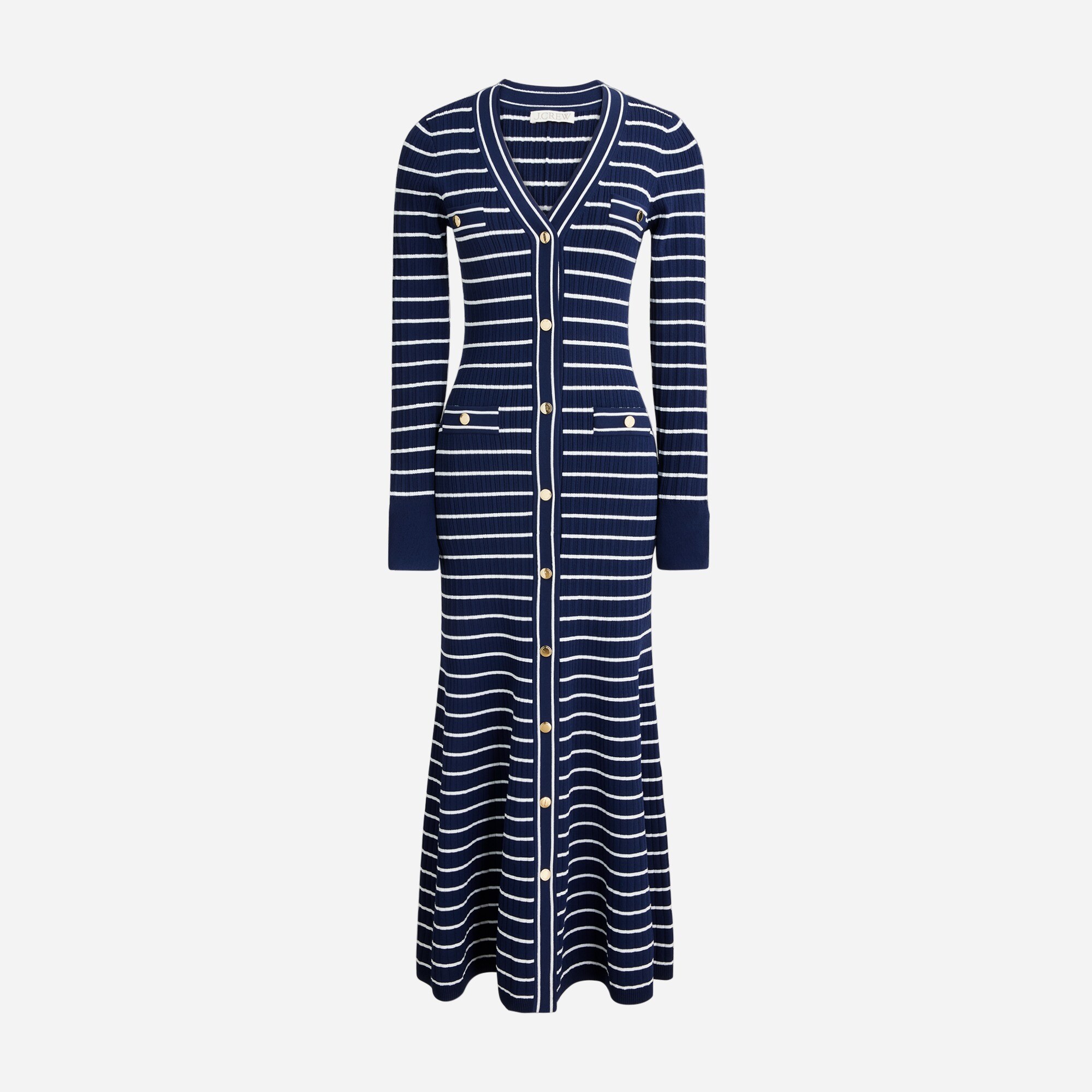  Button-up sweater-dress in stripe