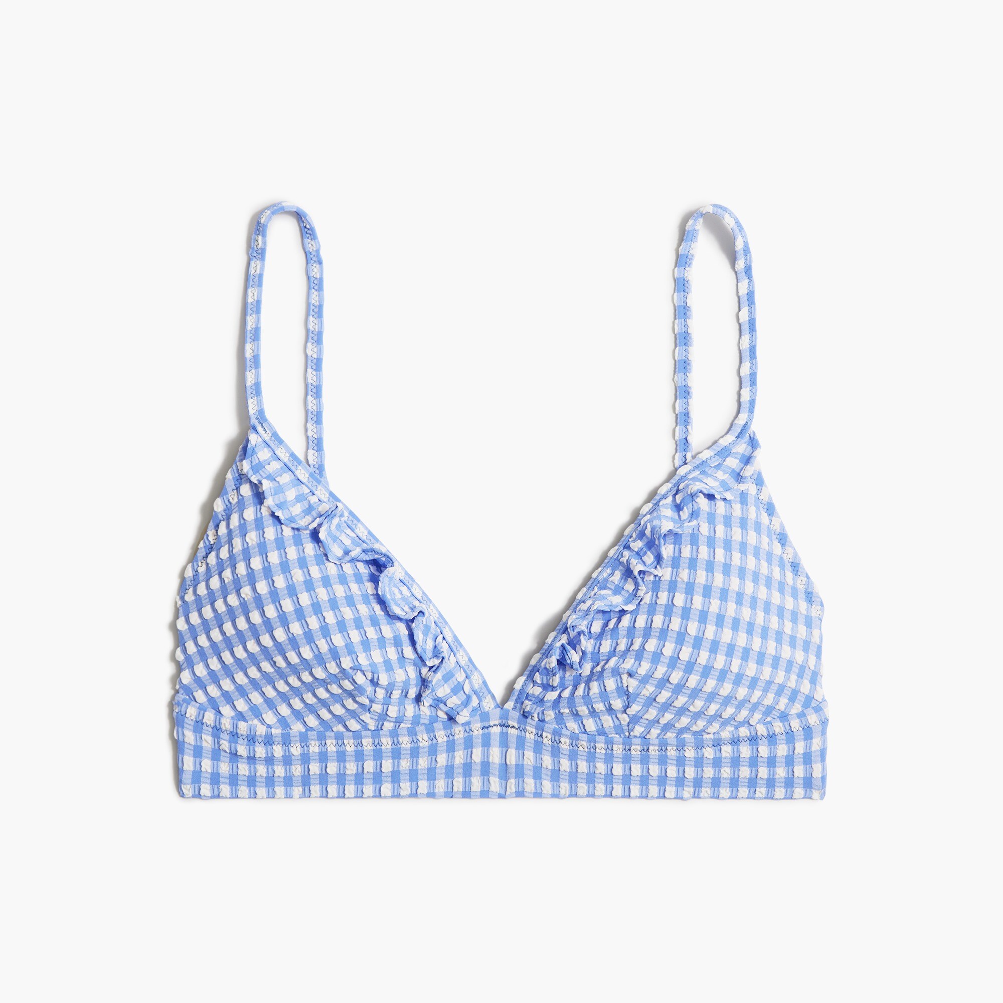 seersucker french bikini top with ruffles for women