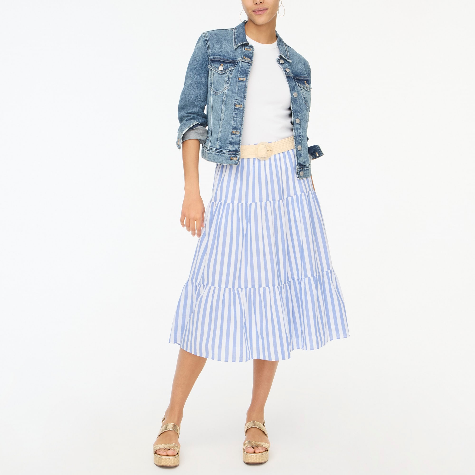factory: tiered midi skirt for women