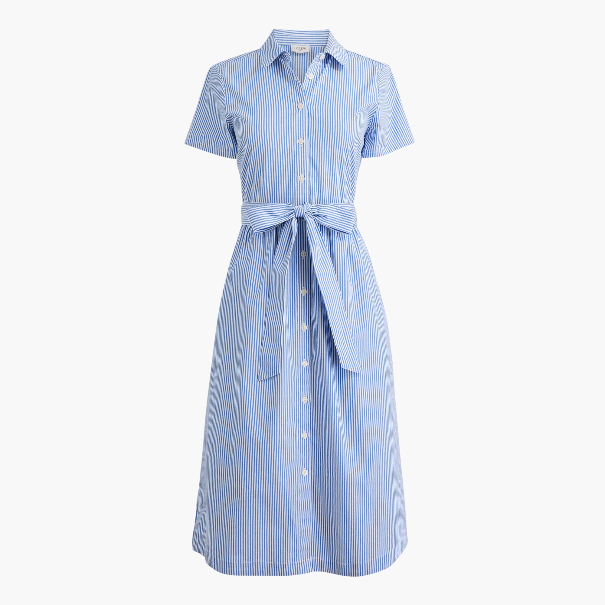 Factory Striped Short sleeve Midi Shirtdress For Women