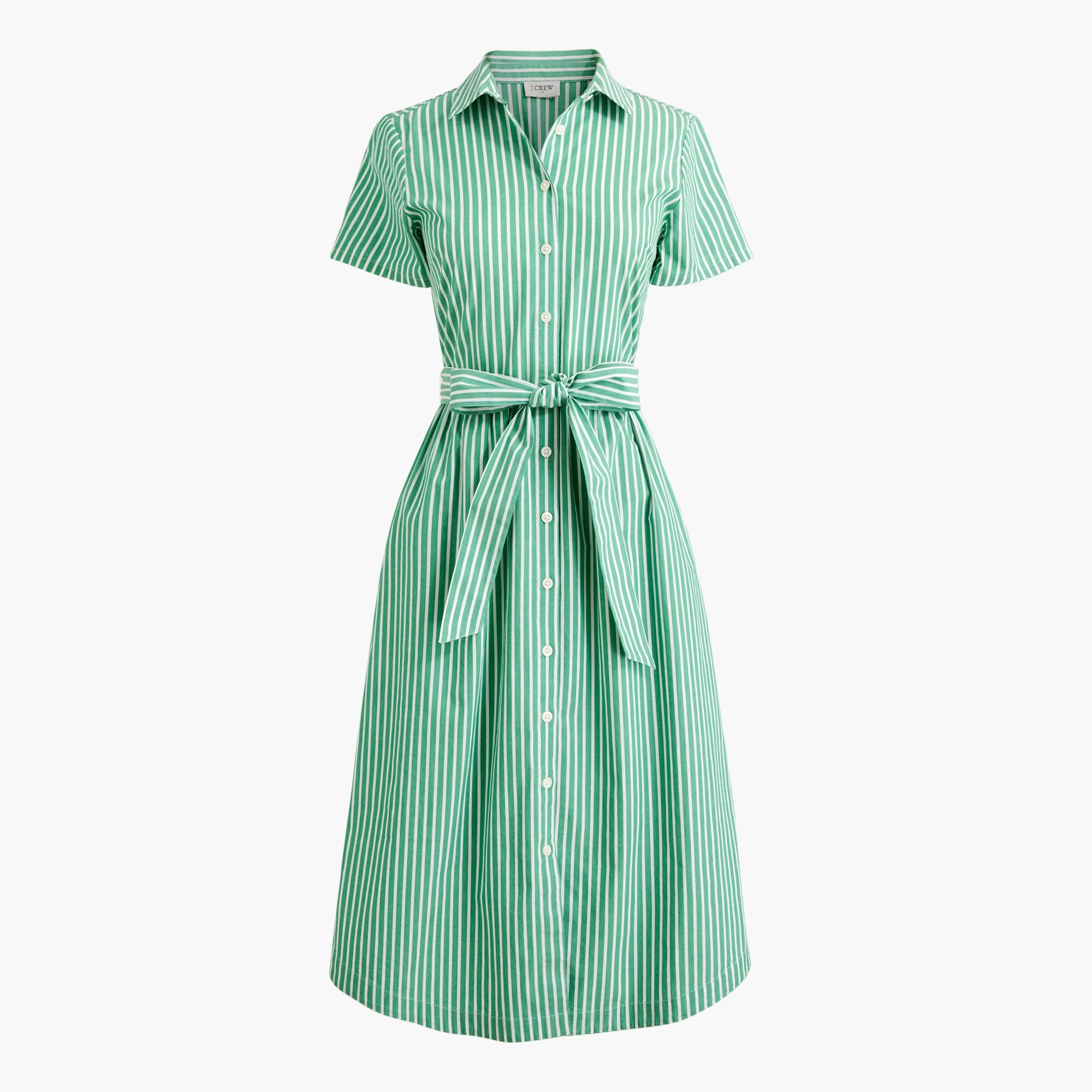  Petite striped short-sleeve midi raglan shirtdress