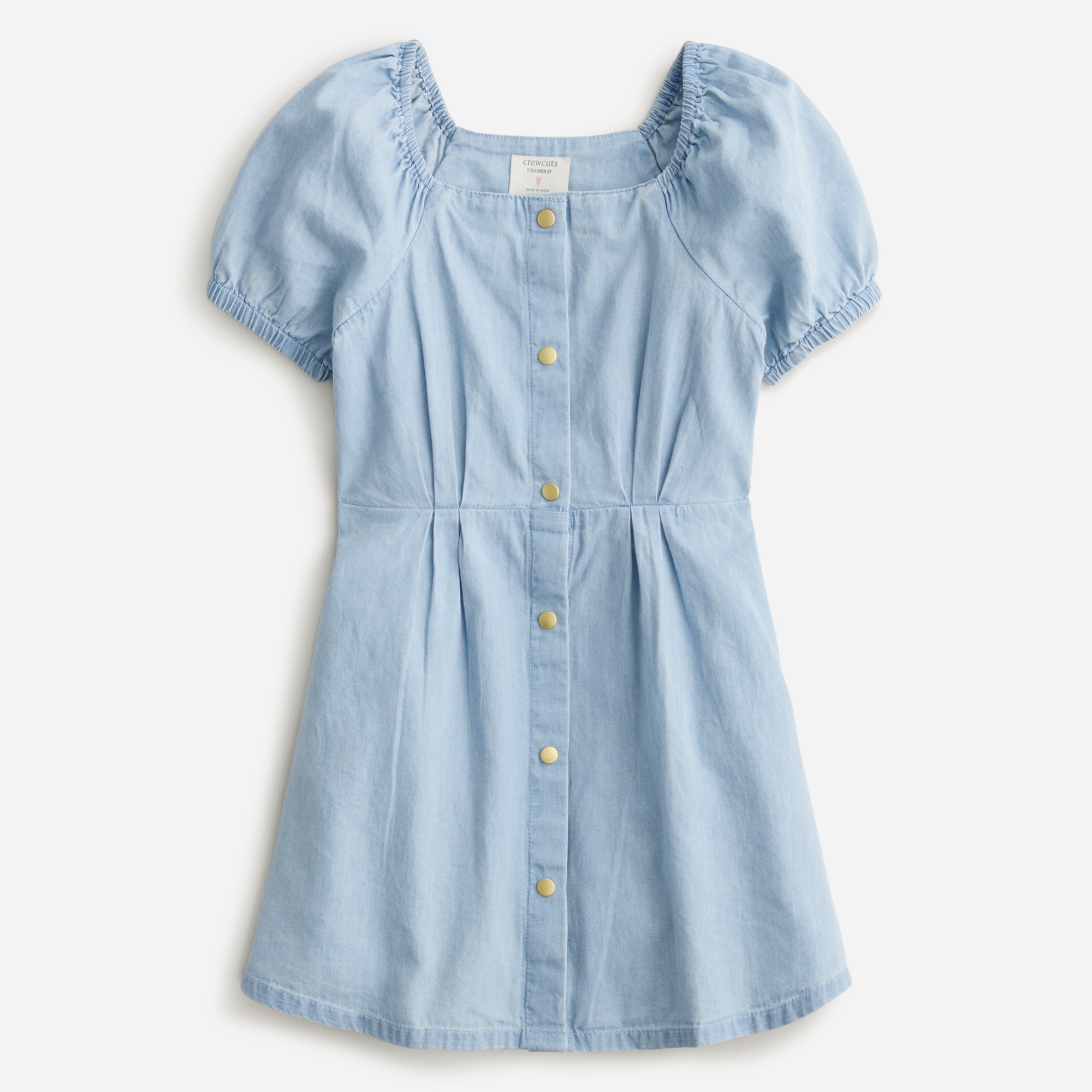 girls Girls' button-front chambray dress