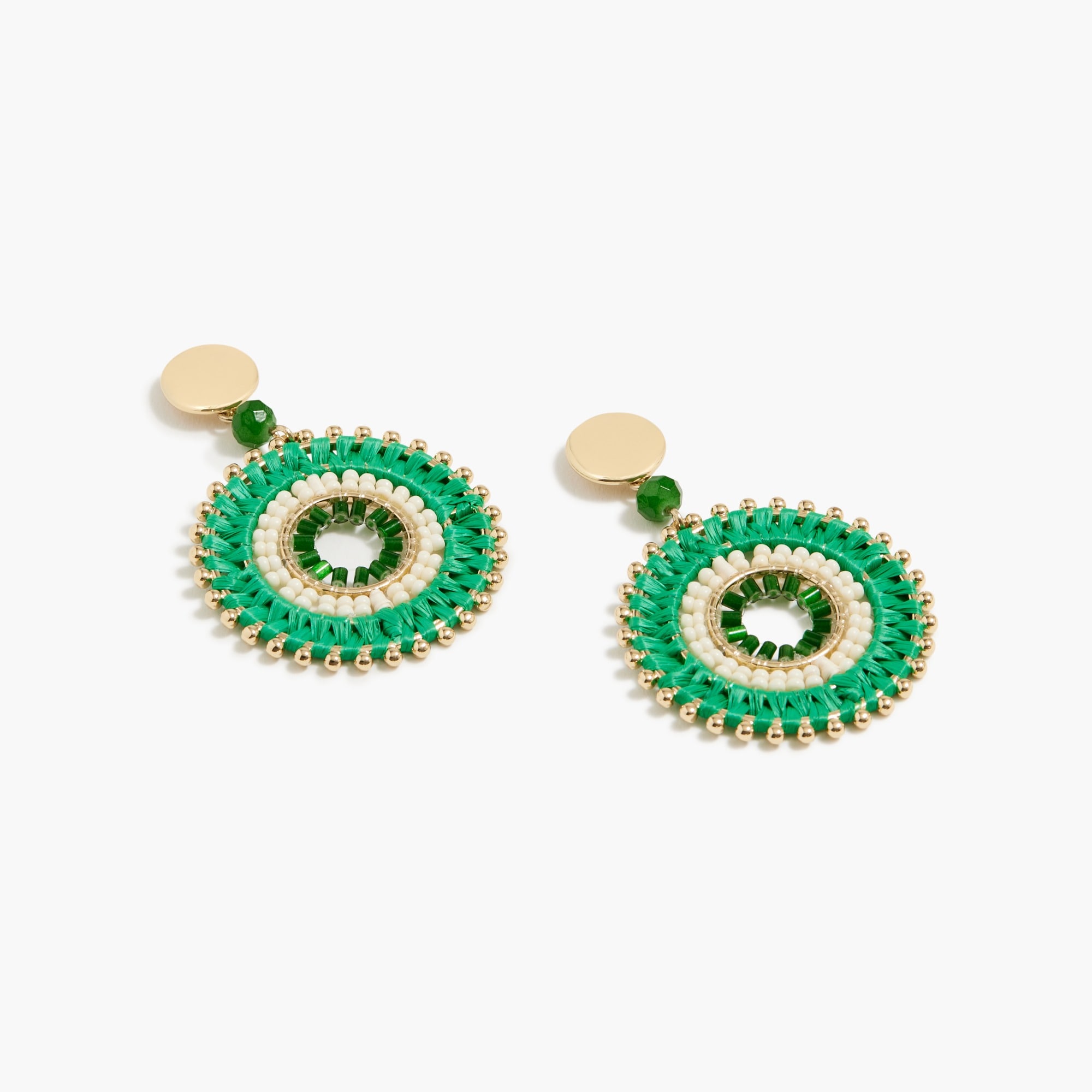 Beaded circle statement earrings