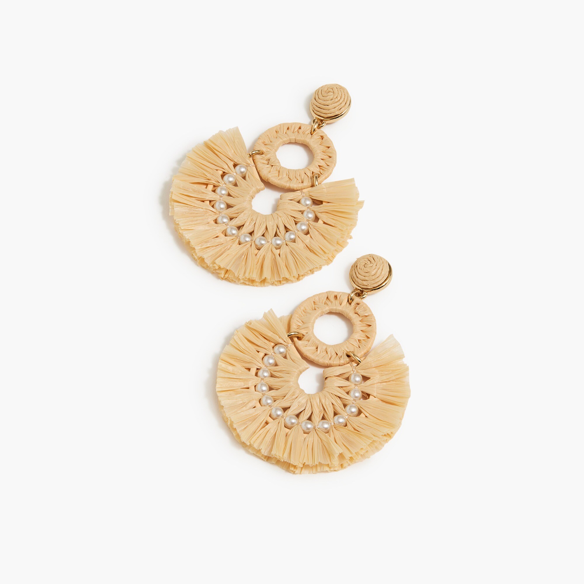 raffia fan statement earrings for women