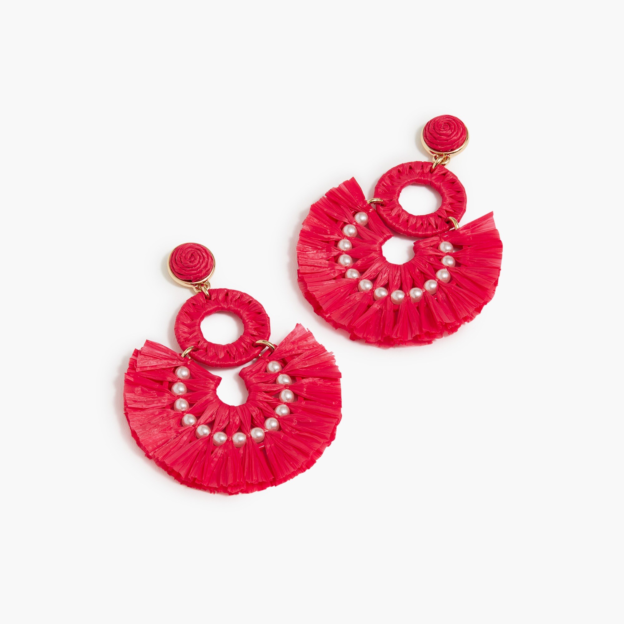  Raffia fan statement earrings