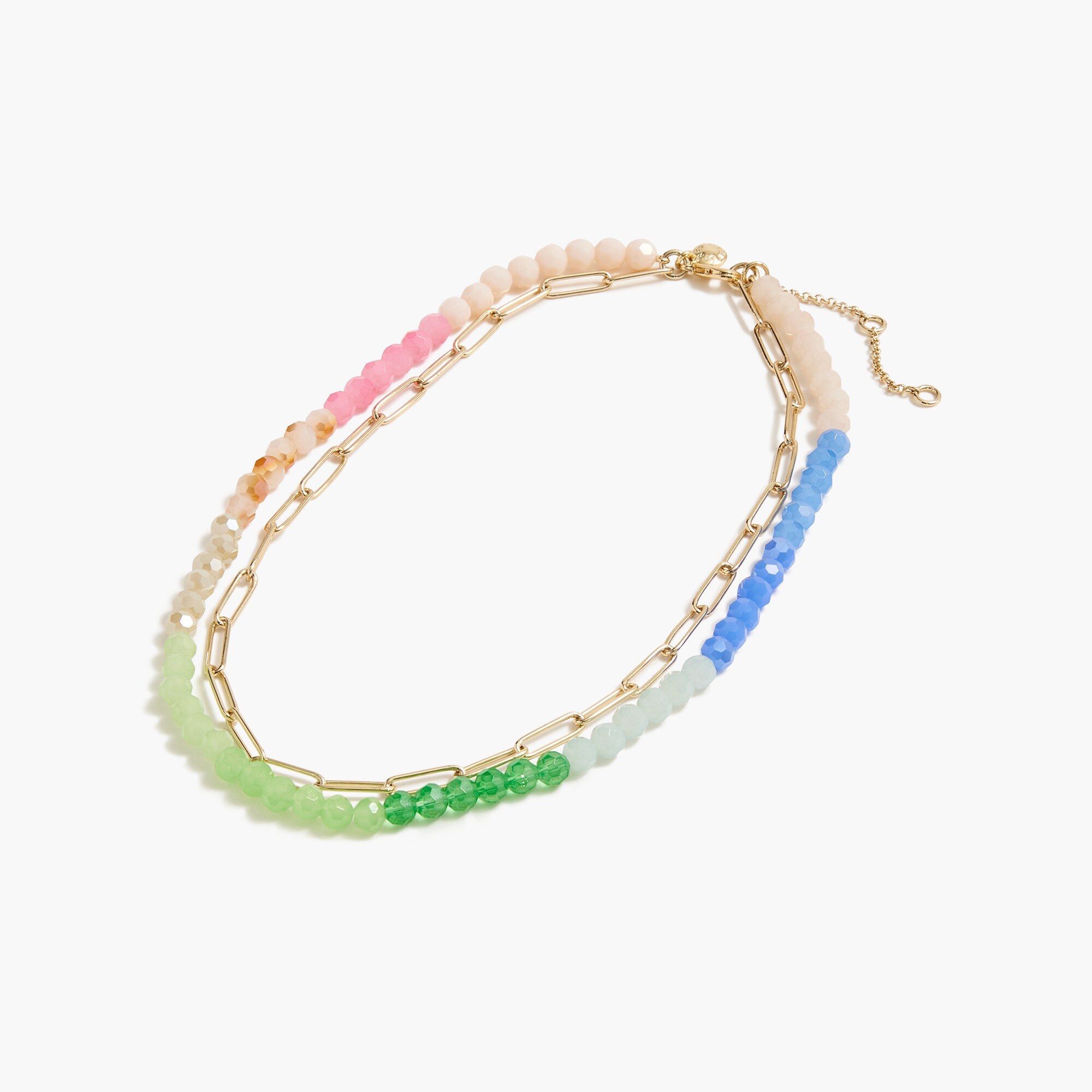 Bead and gold chain layering necklace