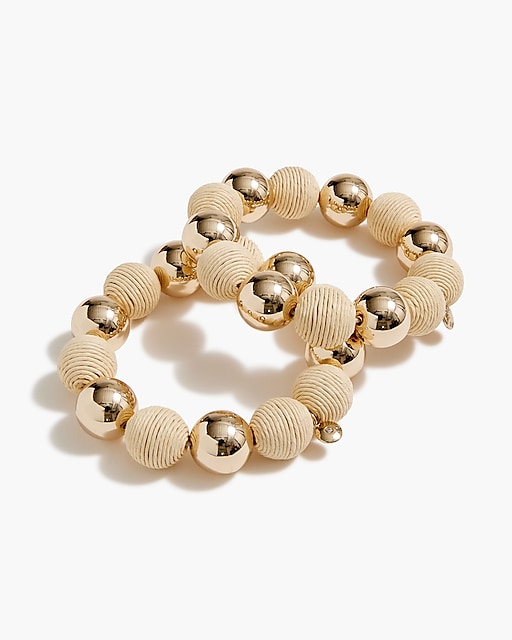 womens Gold bead and straw bracelet