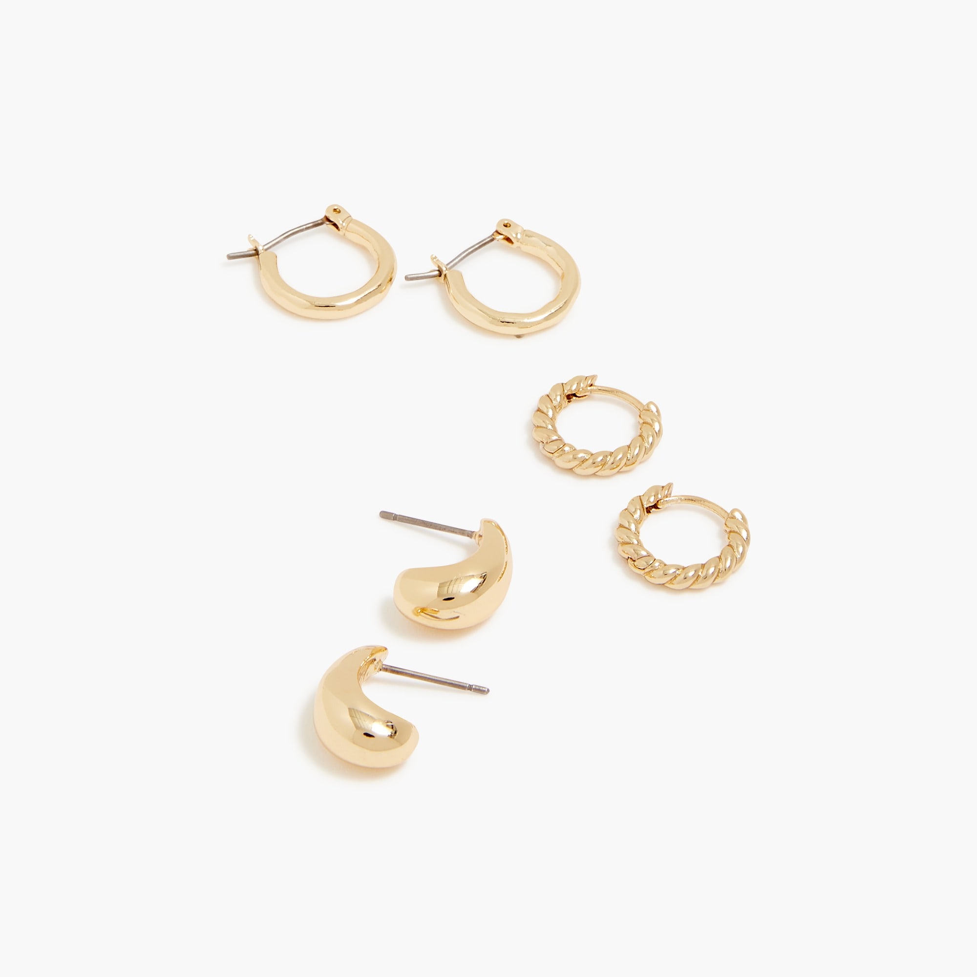 Gold earrings set-of three
