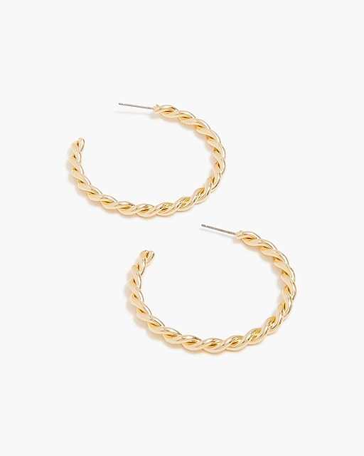womens Gold twisted hoop earrings
