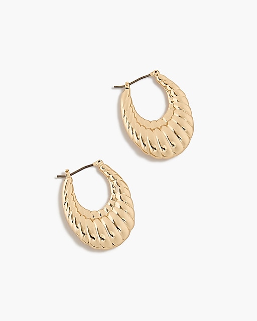 womens Gold textured hoop earrings