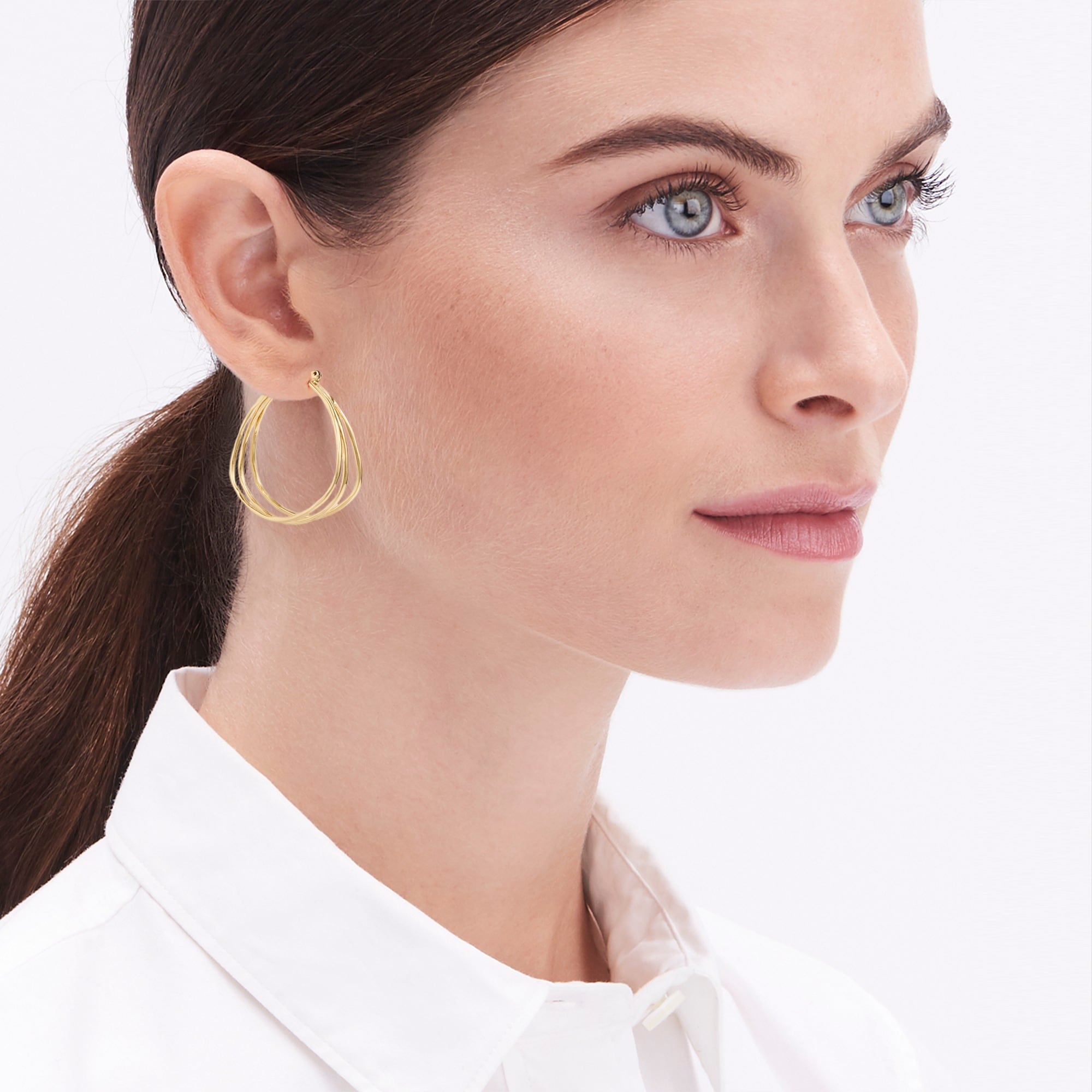 Gold triple-hoop earrings