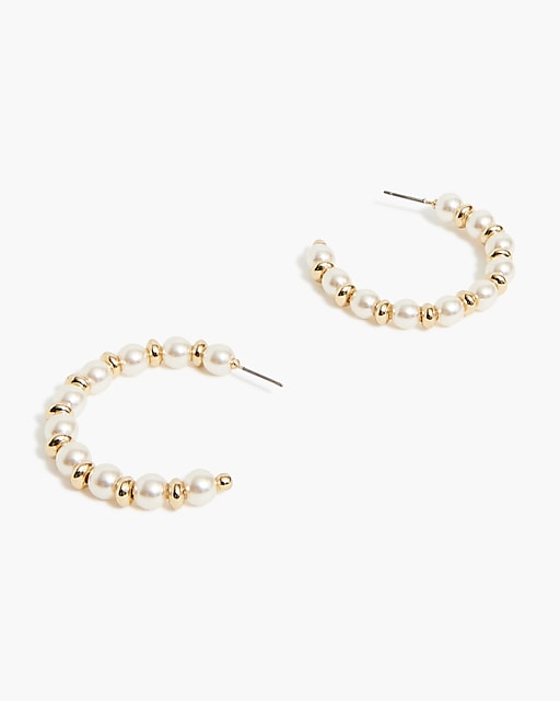 womens Pearl and gold hoop earrings