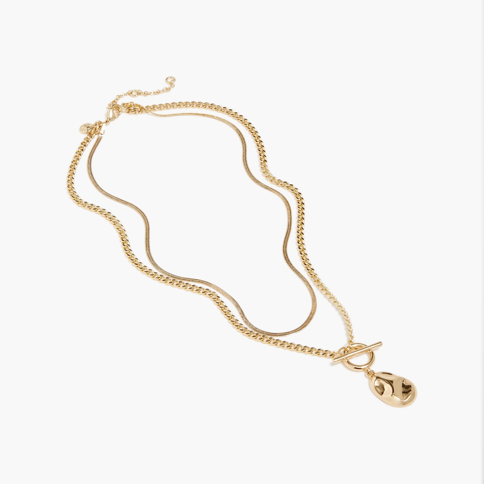 hammered pendant necklace with t-bar closure for women