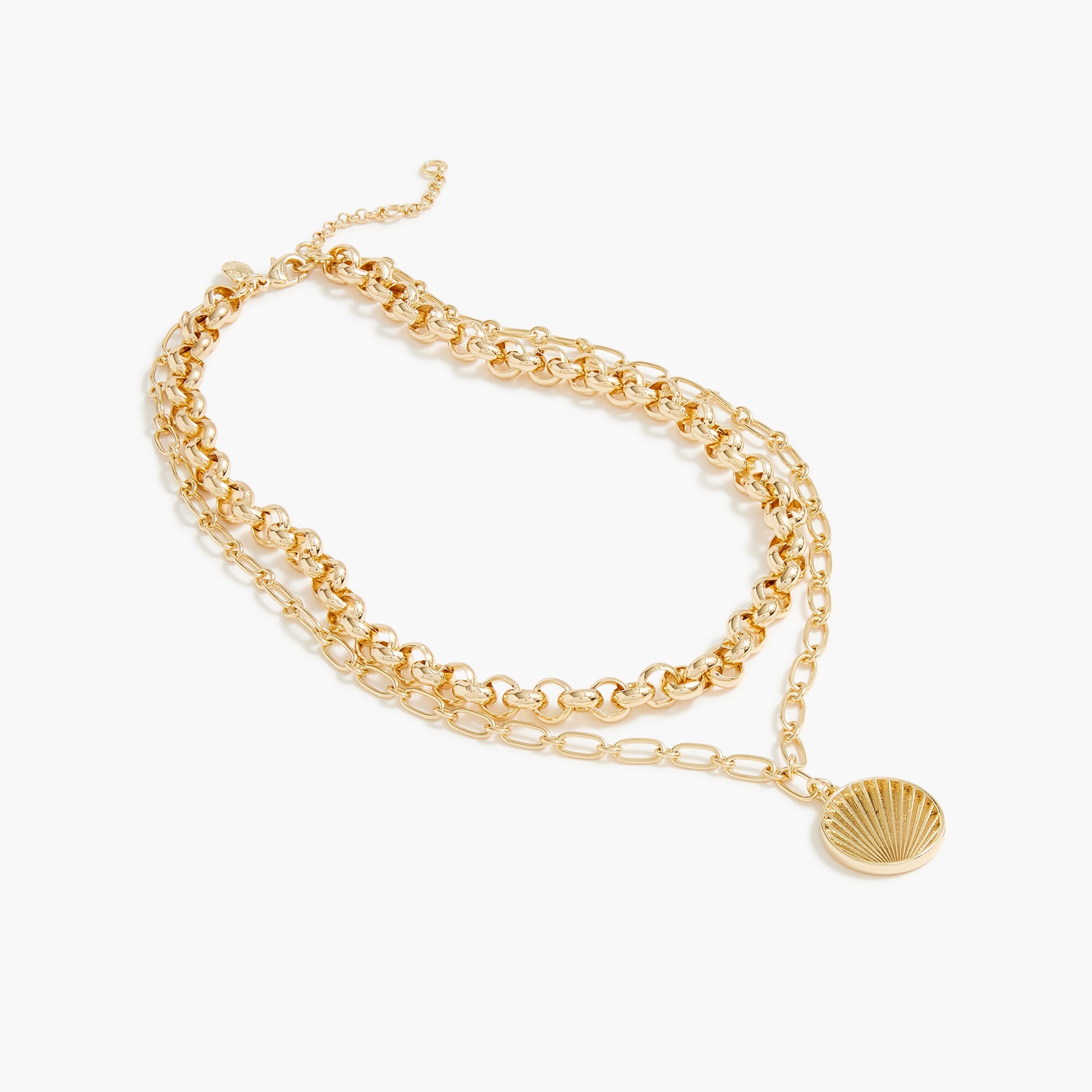 gold mixed-chain pendant layering necklace for women