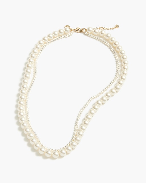 womens Pearl pendant layering necklace