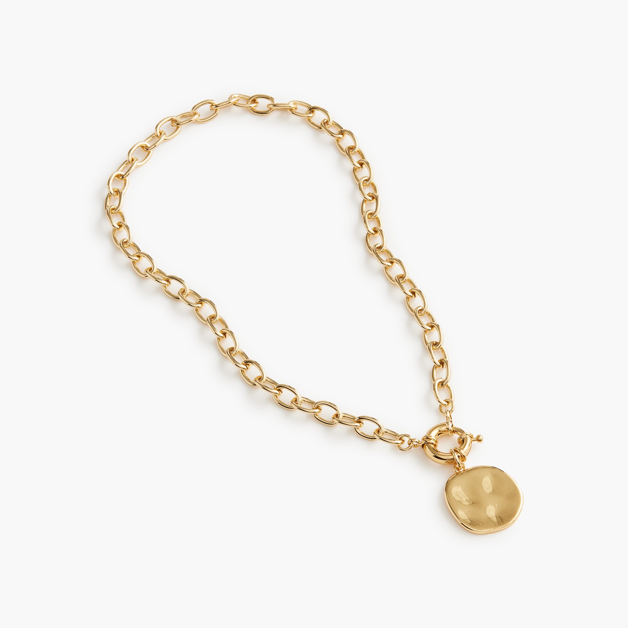 womens Chain necklace with hammered pendant