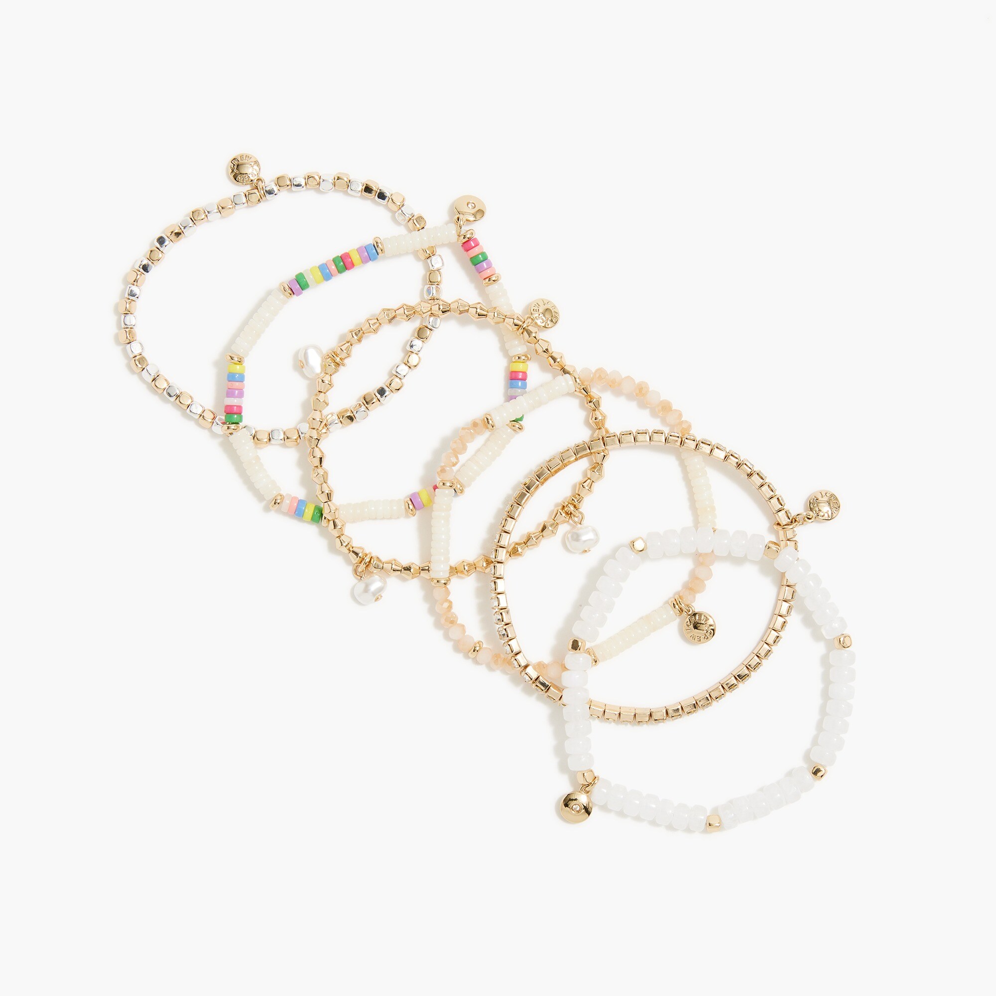  Multicolor beaded stretch bracelets set