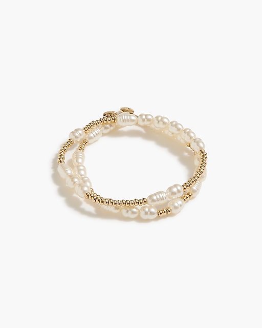 womens Pearl and bead bracelets set