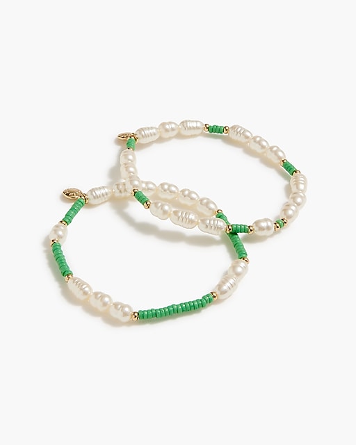 womens Pearl and bead bracelets set