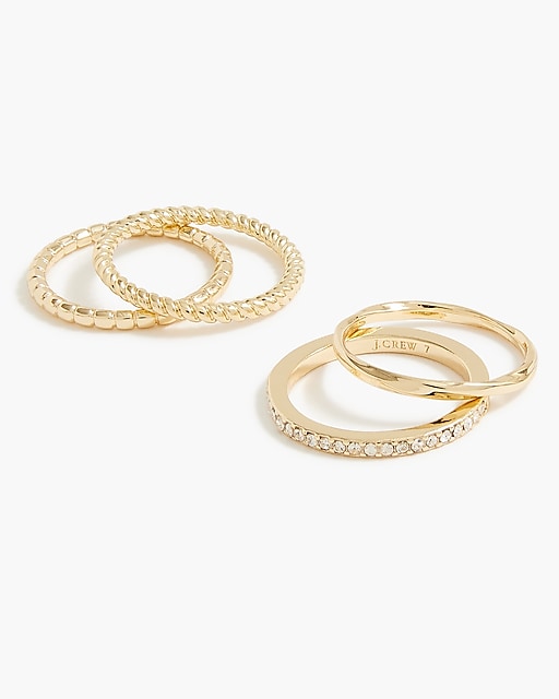 womens Gold stacking rings set-of-four