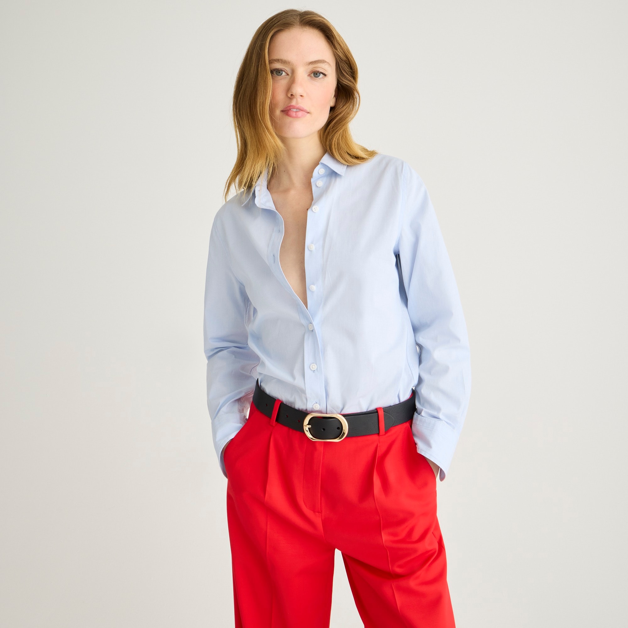 Wren slim shirt in stretch cotton poplin