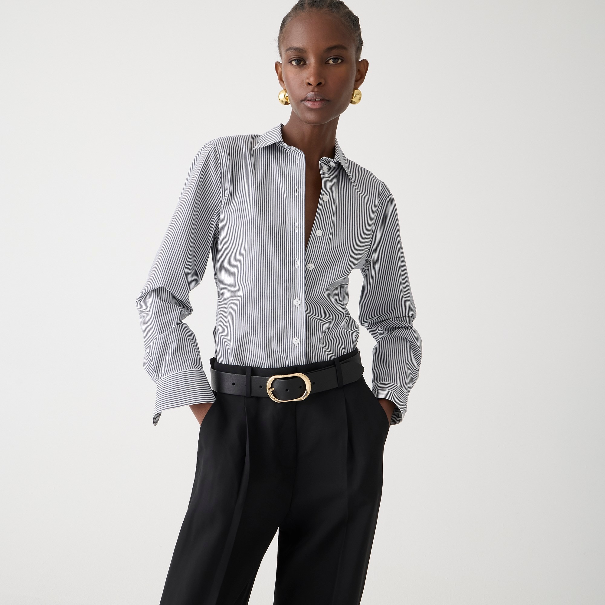  Wren slim shirt in striped stretch cotton poplin blend