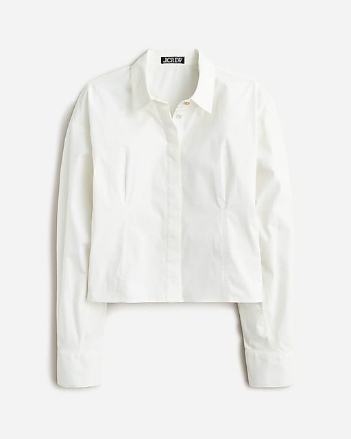  Fitted button-up shirt in stretch cotton-blend poplin