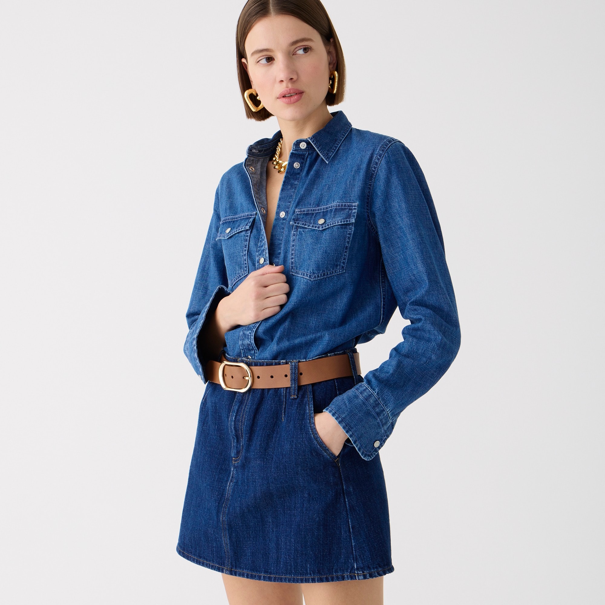 Wren slim western chambray shirt in Villere wash