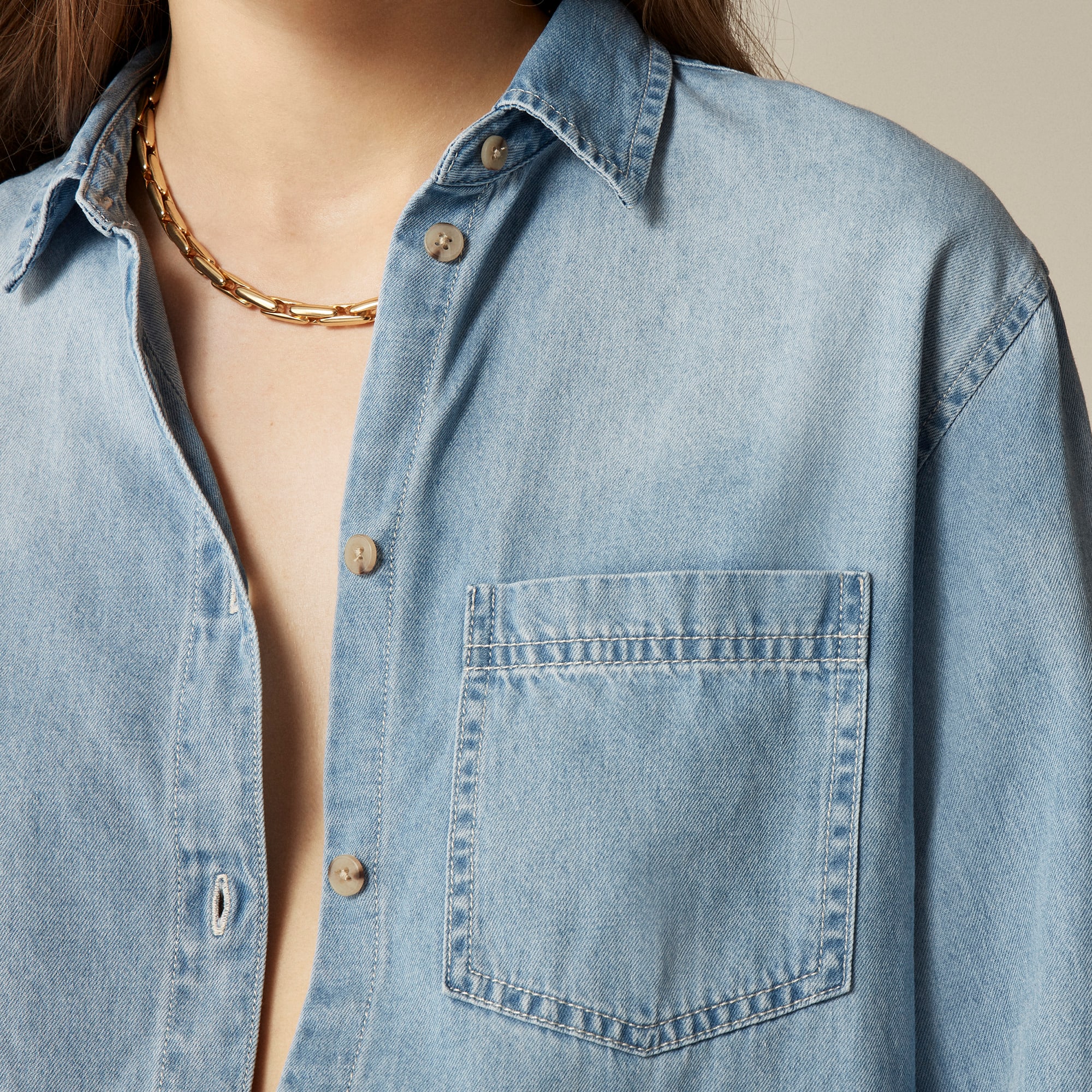 Garçon Classic Chambray Shirt In Storm Wash For Women | J.Crew