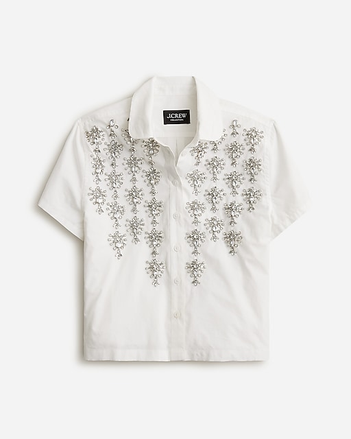  Collection cropped button-up shirt with embellishments