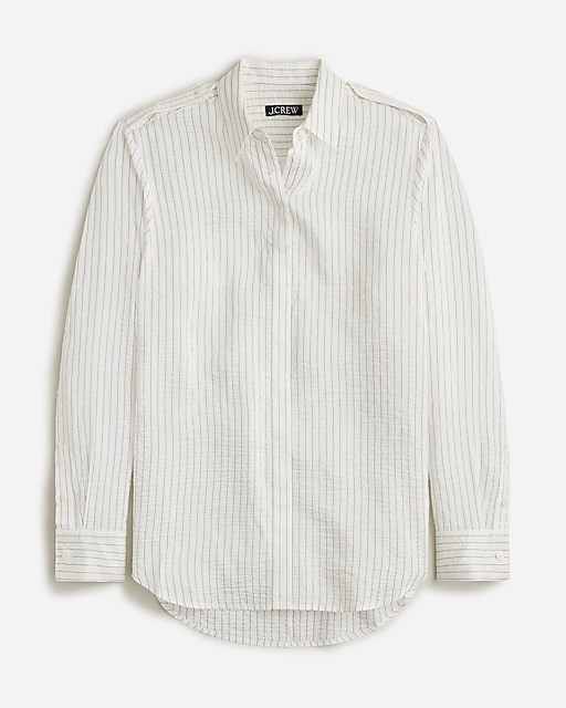  Textured drapey button-up shirt