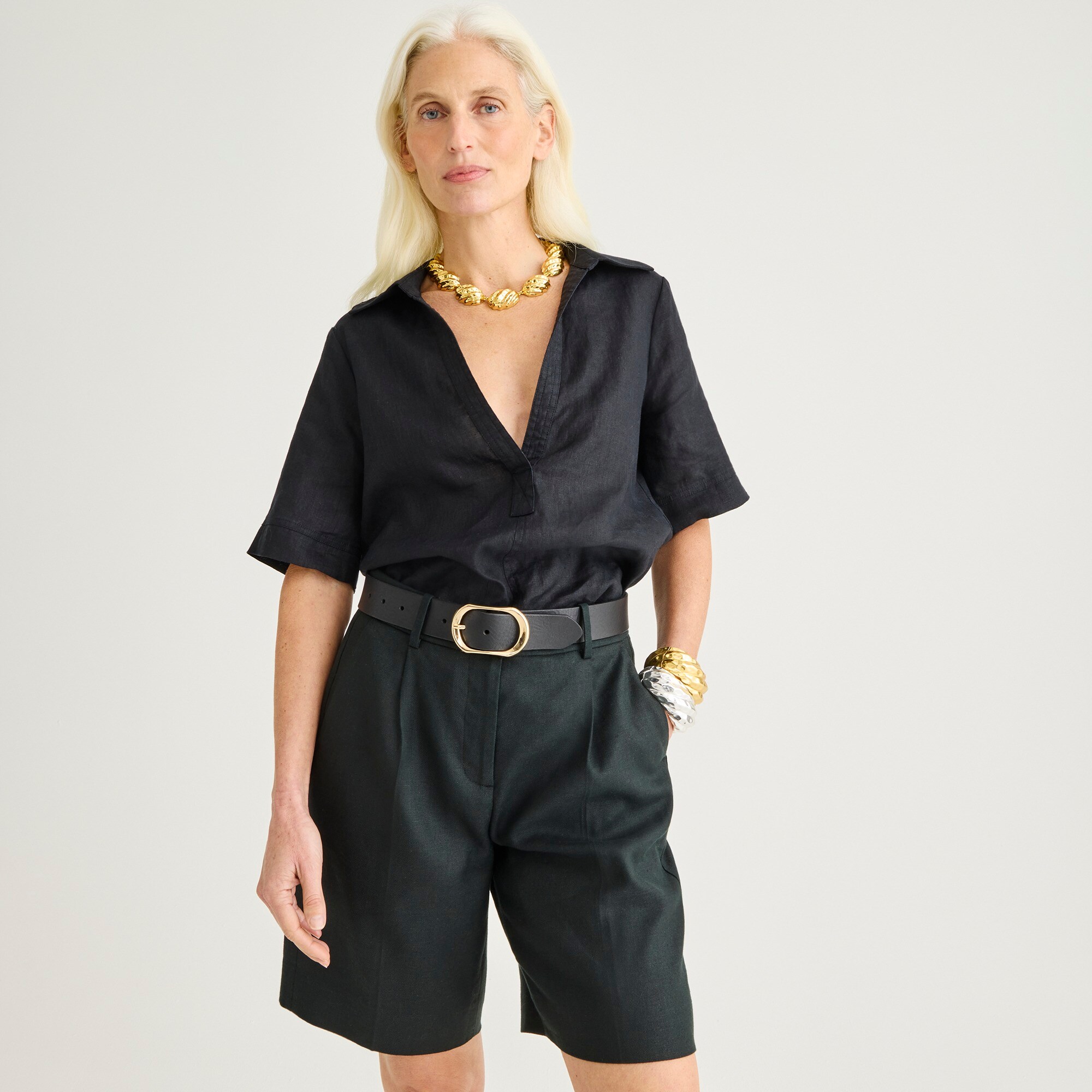 Bungalow popover top in linen