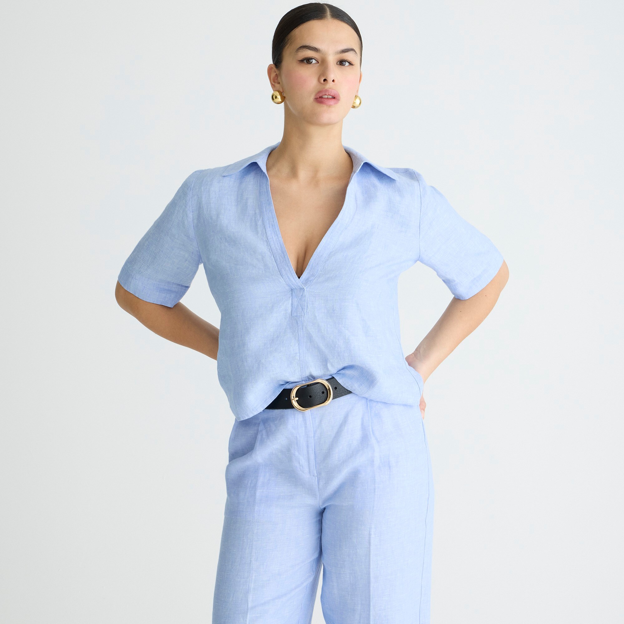 Bungalow popover top in linen