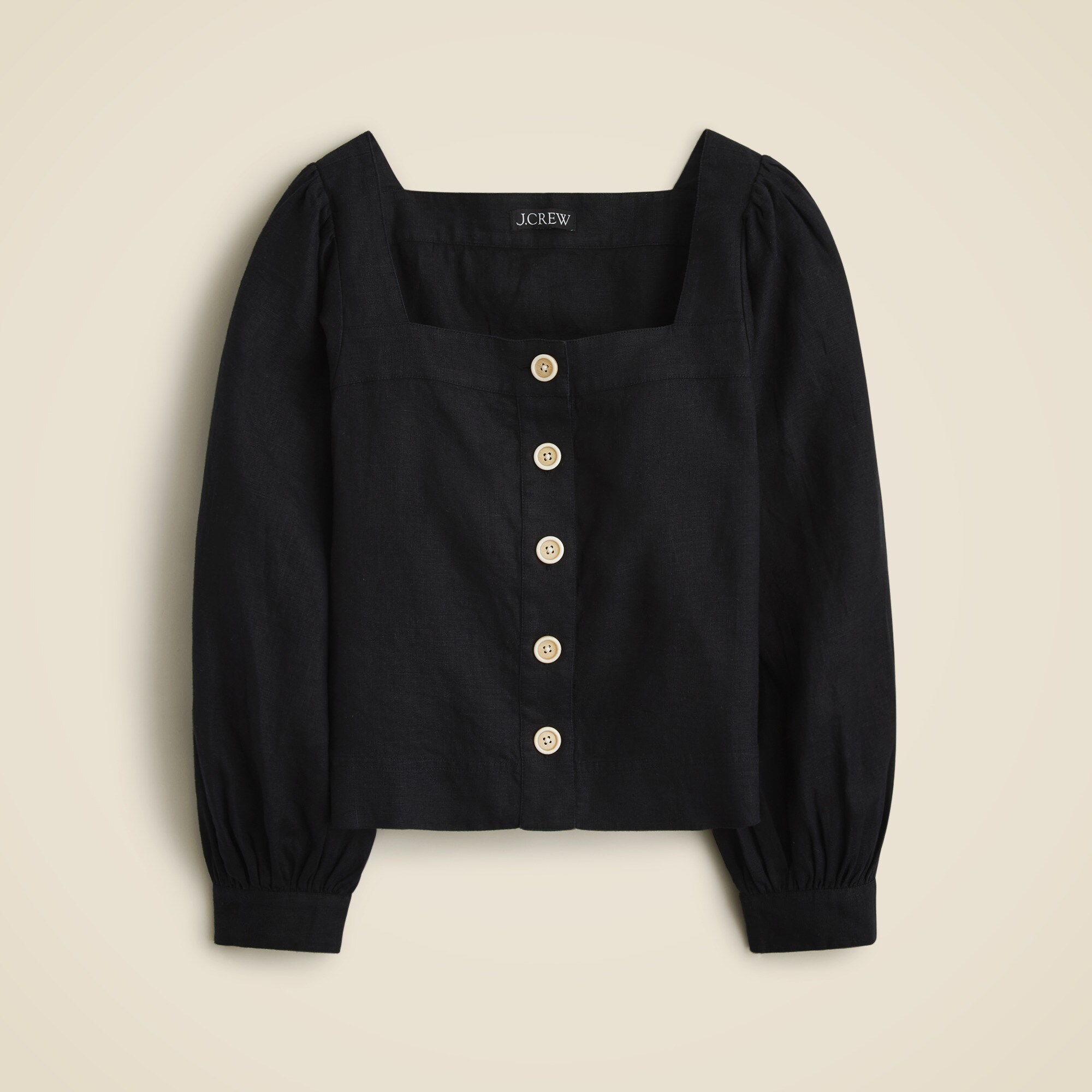 Squareneck button-up top in linen