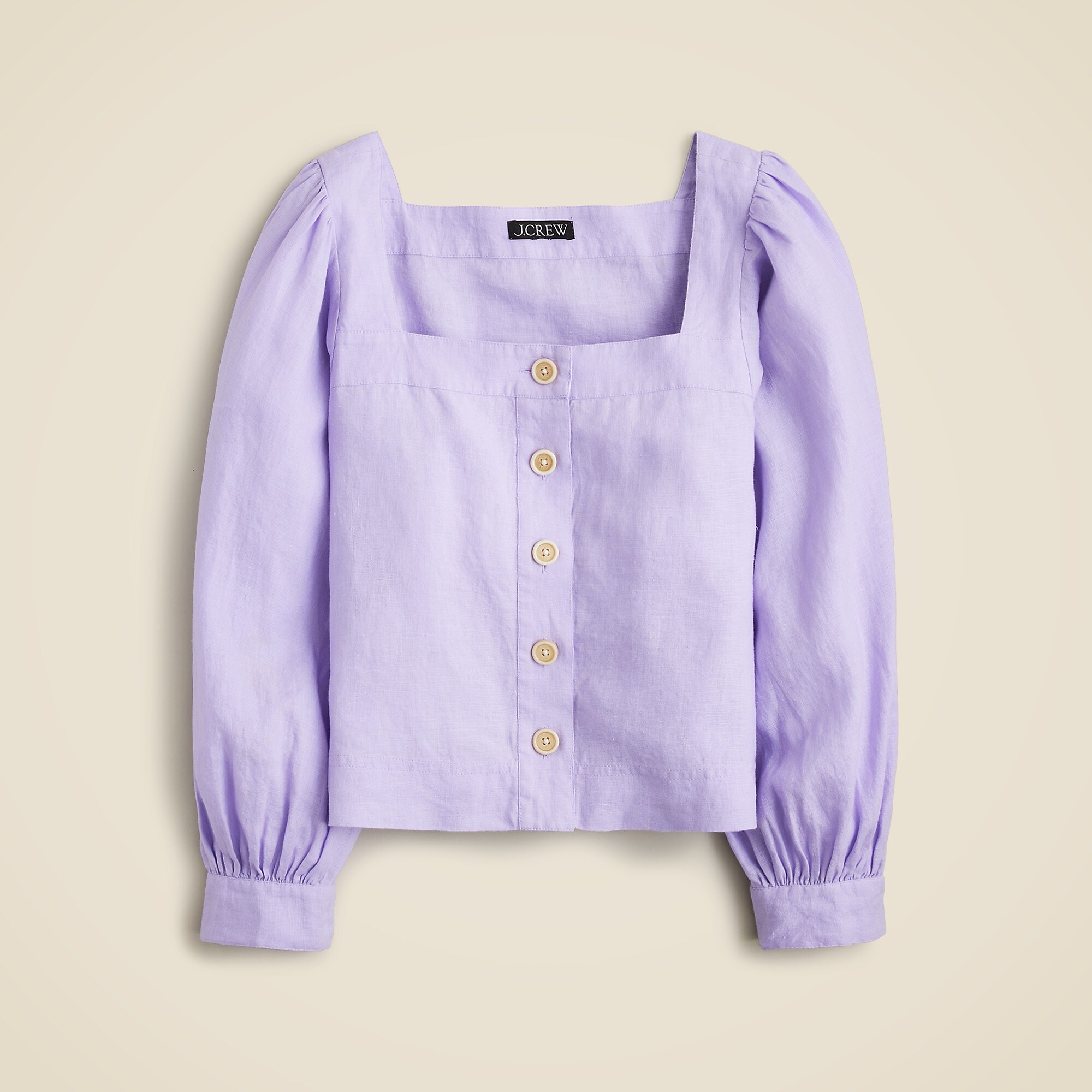 Squareneck button-up top in linen
