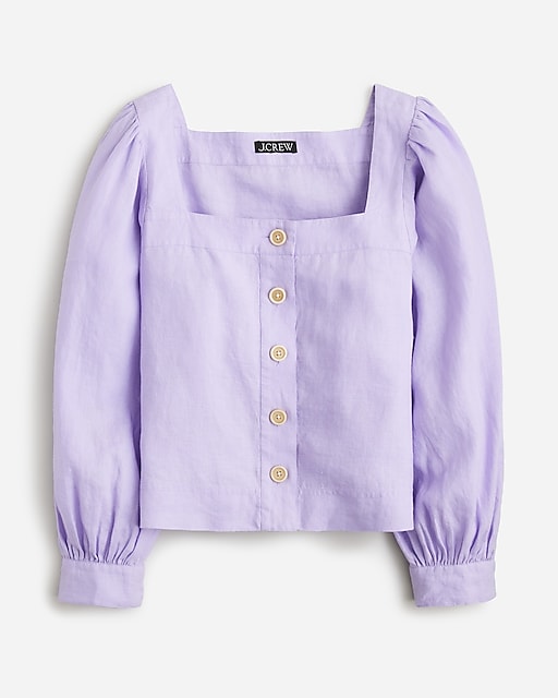  Squareneck button-up top in linen