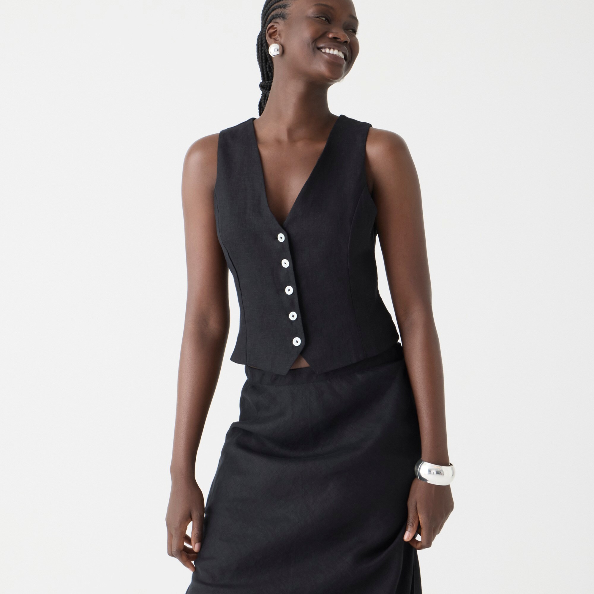  Slim-fit linen vest